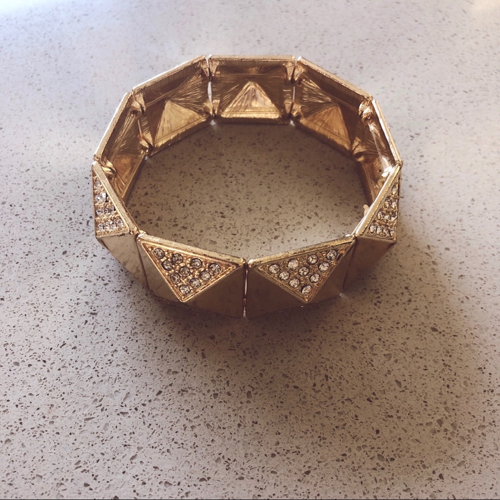 Metal bangle with rhinestones